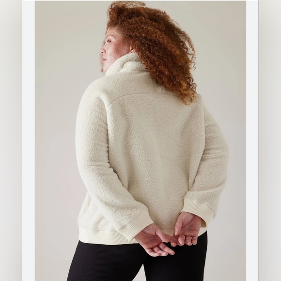 Athleta Tugga Sherpa Full Zip Warm Fleece Jacket Ivory Cream Plus Size 1X - Picture 2 of 11